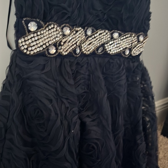 Navy Floral and Bejeweled Dress - Picture 2 of 3